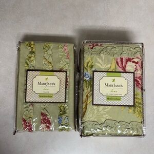 Mary Jane’s Cottage Curtain Panels And Valence Garden Meadow 100% Cotton Sage